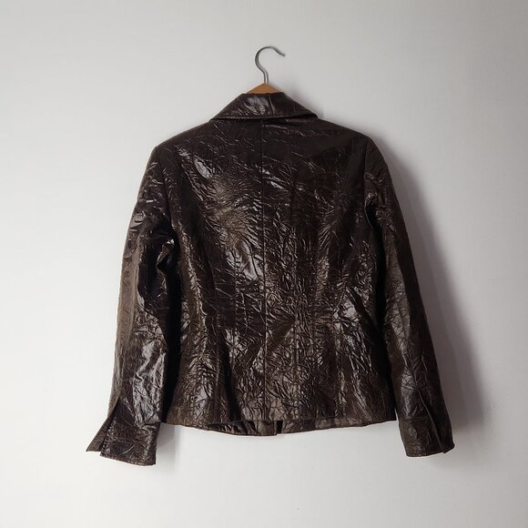 Lafayette 148 New York brown crinkle textured blazer jacket Sz 6 - Picture 2 of 15
